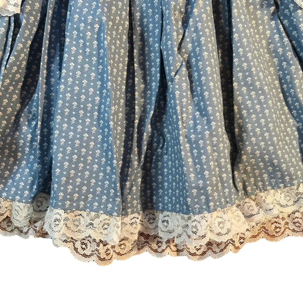 Vintage Handmade‎ Doll Clothes Blue Floral Print Dress Bloomers Set Cottagecore